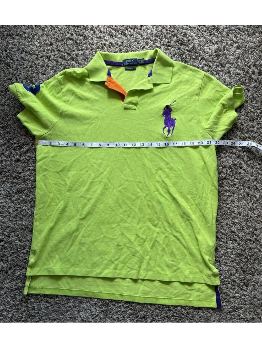 Polo Ralph Lauren Custom Fit Big Pony 3 Logo Polo Shirt Men's Size XL Lime Green